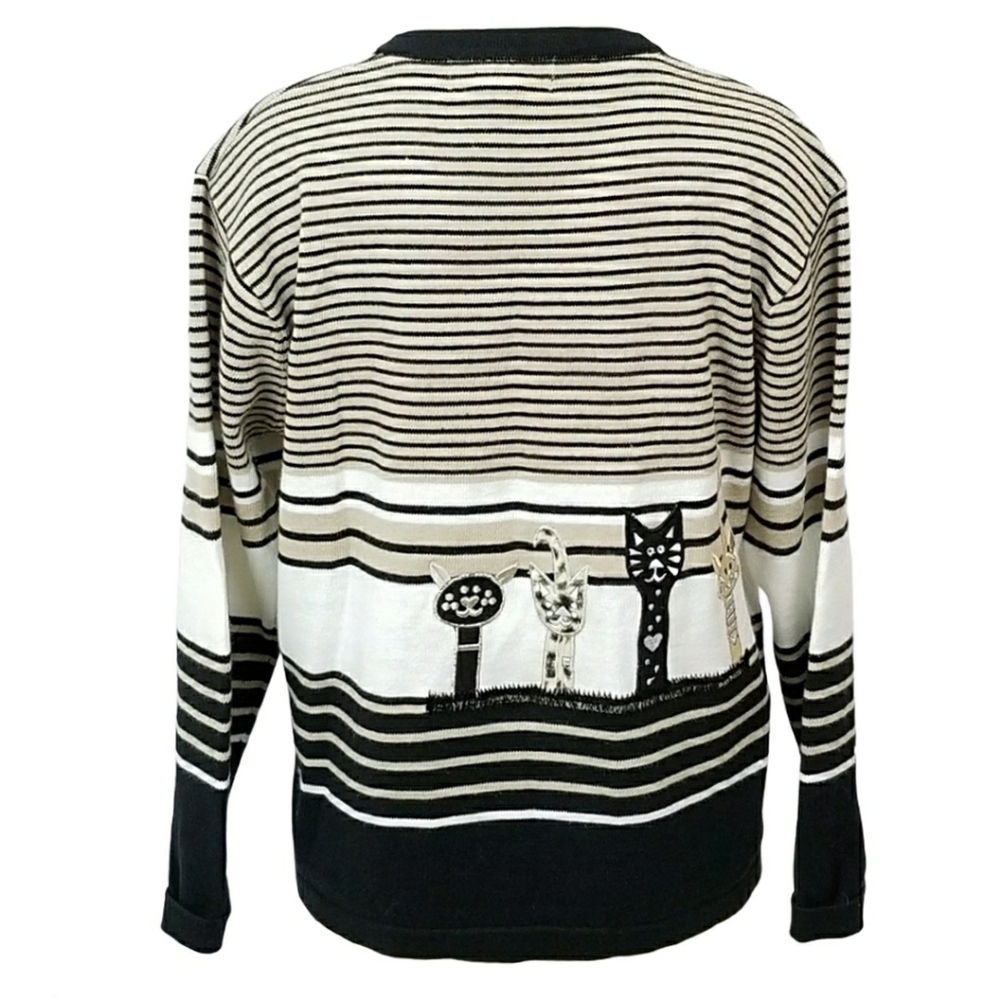 VINTAGE knit Kitten / cat lady Cardigan sweater - Picture 2 of 8